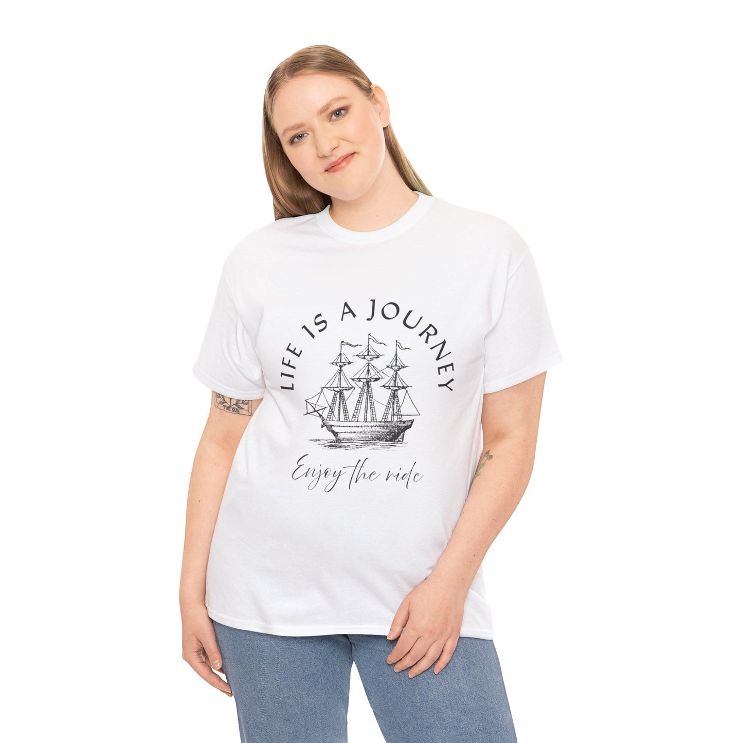 Inspirational Unisex Heavy Cotton Tee – "Life is a Journey"