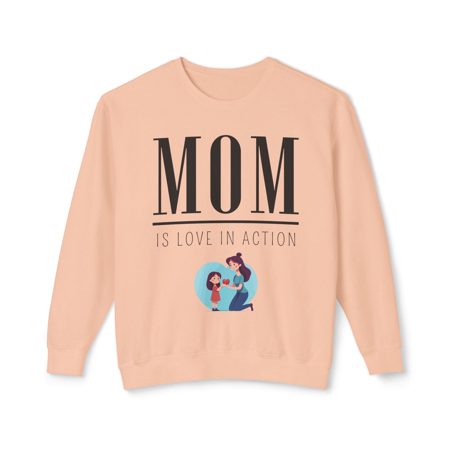 Mom Is Love in Action Unisex Lightweight Crewneck Sweatshirt