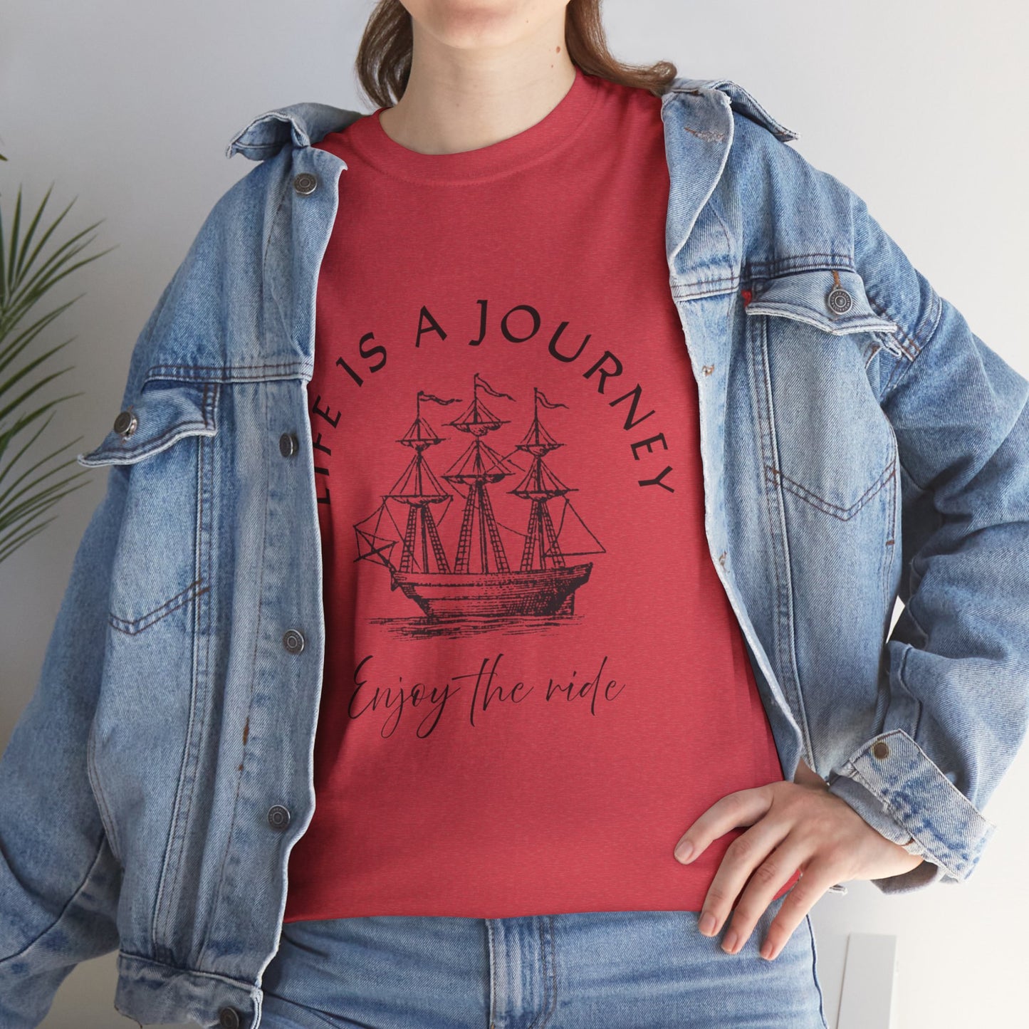 Inspirational Unisex Heavy Cotton Tee – "Life is a Journey"