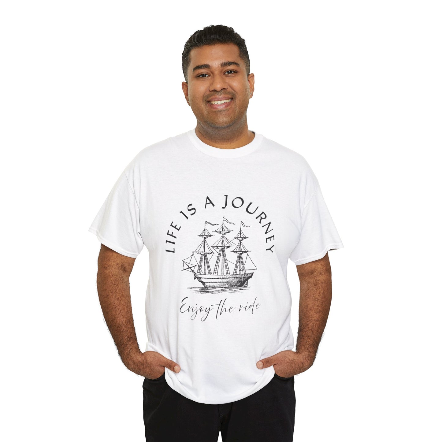 Inspirational Unisex Heavy Cotton Tee – "Life is a Journey"