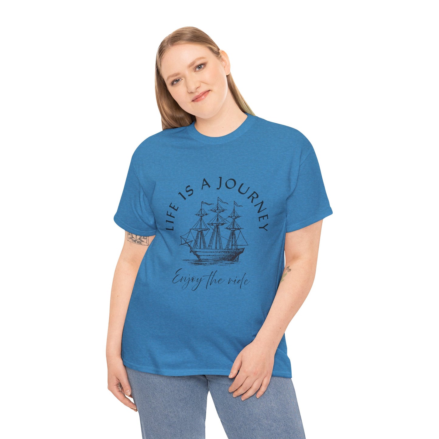 Inspirational Unisex Heavy Cotton Tee – "Life is a Journey"