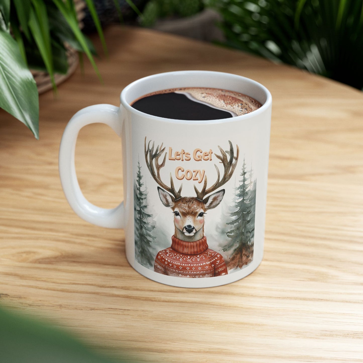 Cozy Deer Design Ceramic Mug - Perfect for Winter Warmth & Holiday Gifting