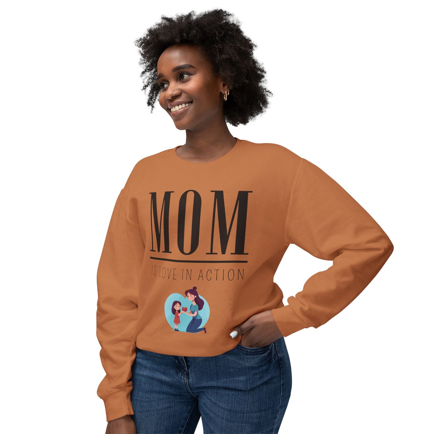 Mom Is Love in Action Unisex Lightweight Crewneck Sweatshirt