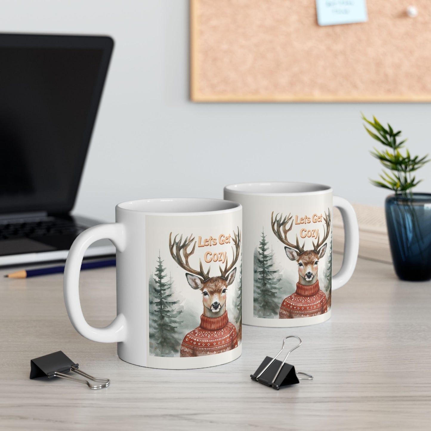 Cozy Deer Design Ceramic Mug - Perfect for Winter Warmth & Holiday Gifting