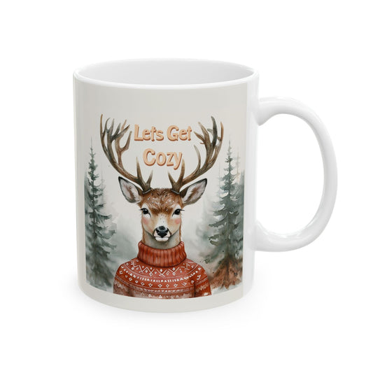 Cozy Deer Design Ceramic Mug - Perfect for Winter Warmth & Holiday Gifting