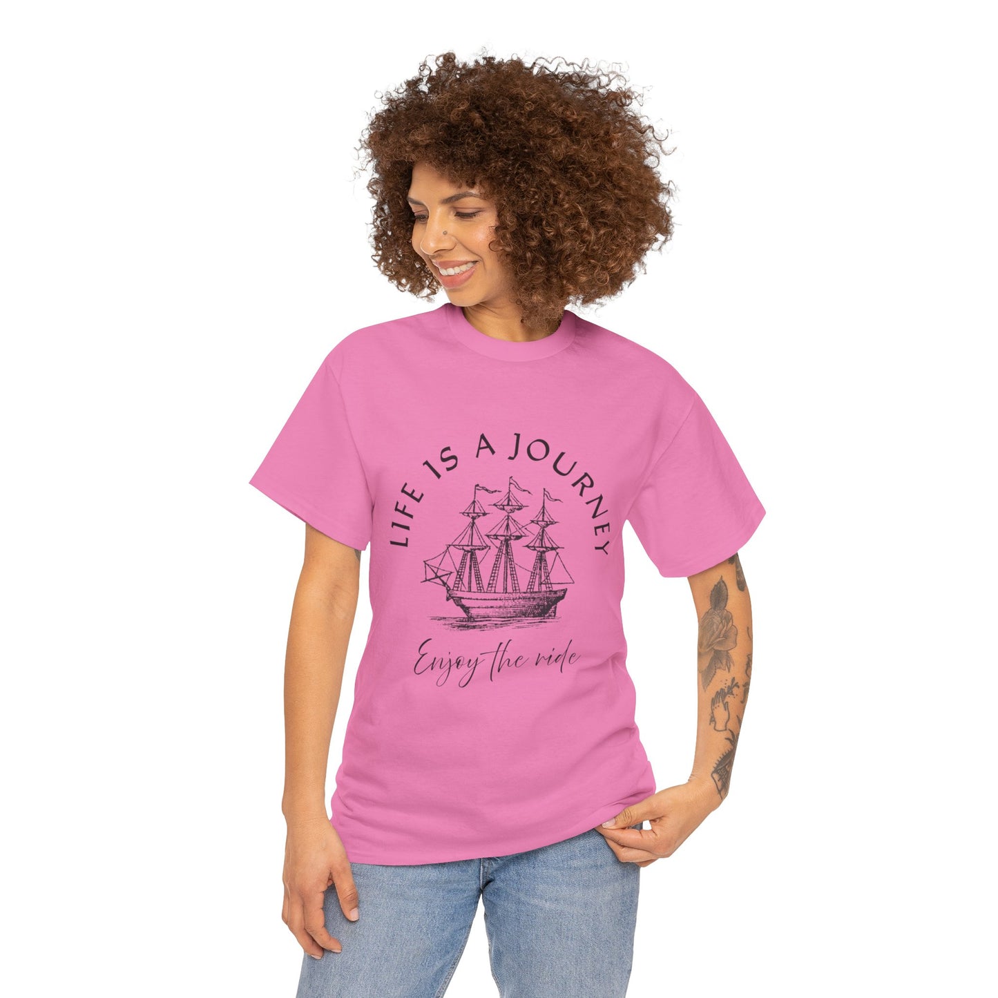 Inspirational Unisex Heavy Cotton Tee – "Life is a Journey"