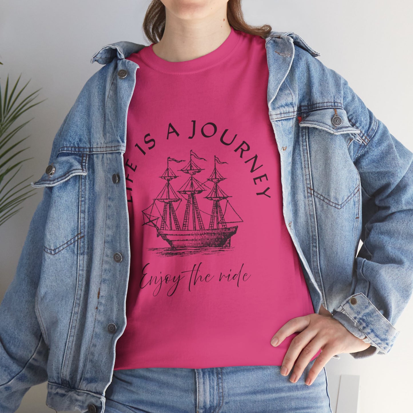 Inspirational Unisex Heavy Cotton Tee – "Life is a Journey"