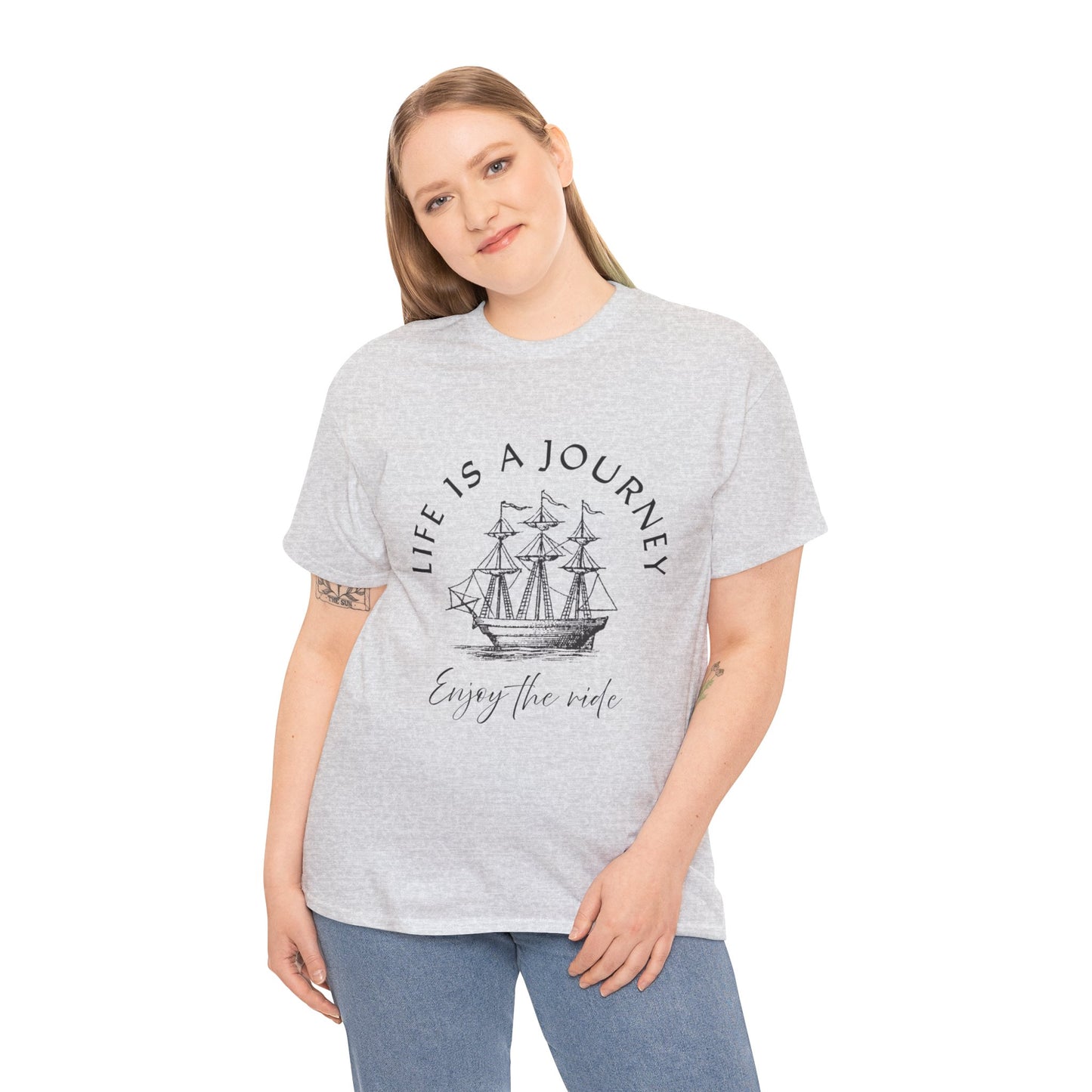 Inspirational Unisex Heavy Cotton Tee – "Life is a Journey"