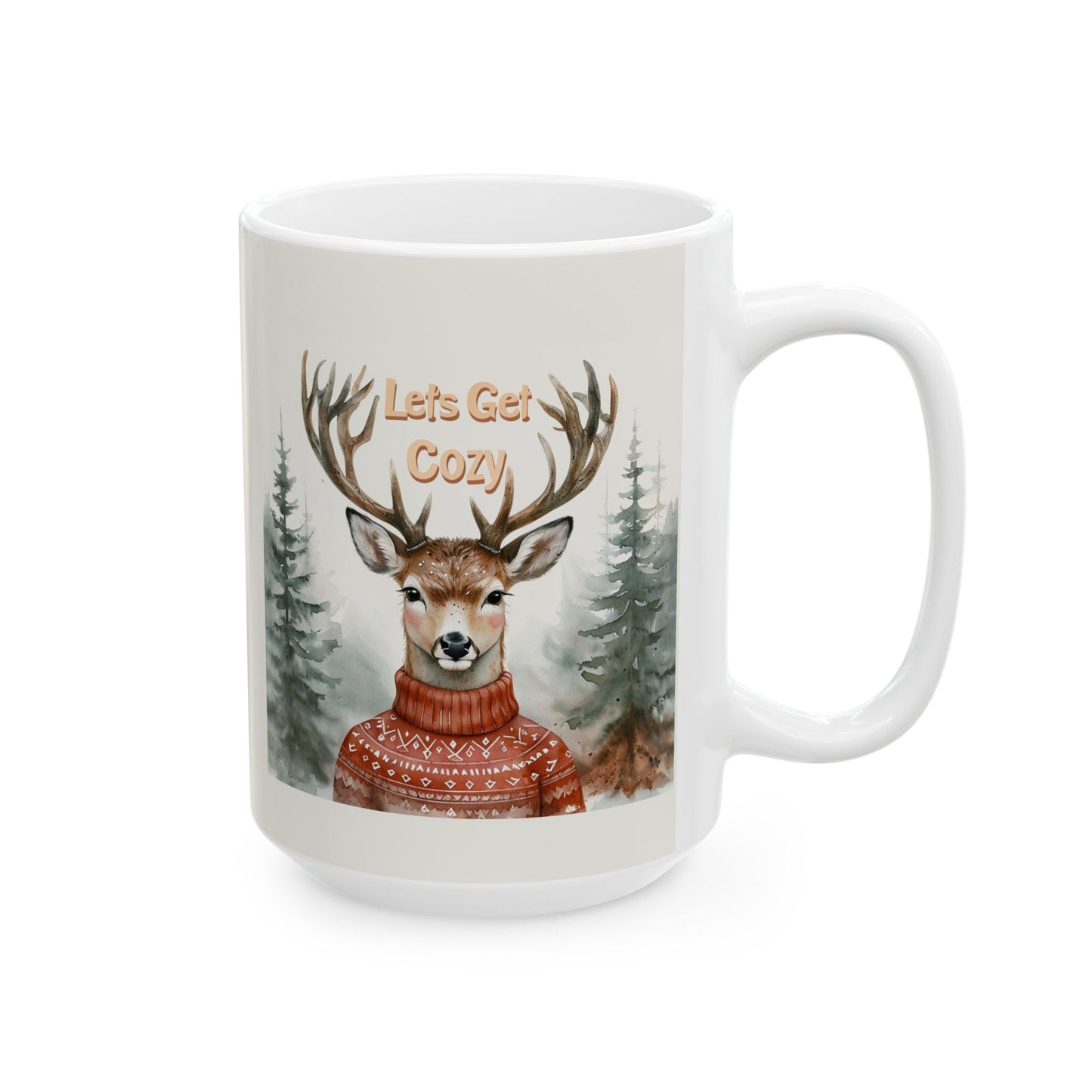 Cozy Deer Design Ceramic Mug - Perfect for Winter Warmth & Holiday Gifting