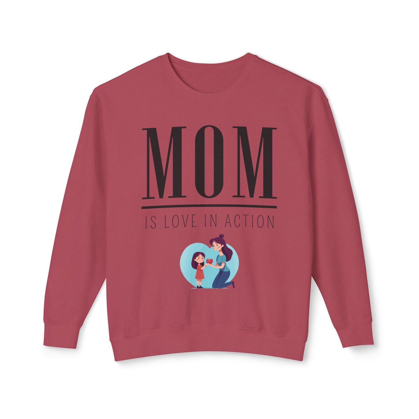 Mom Is Love in Action Unisex Lightweight Crewneck Sweatshirt