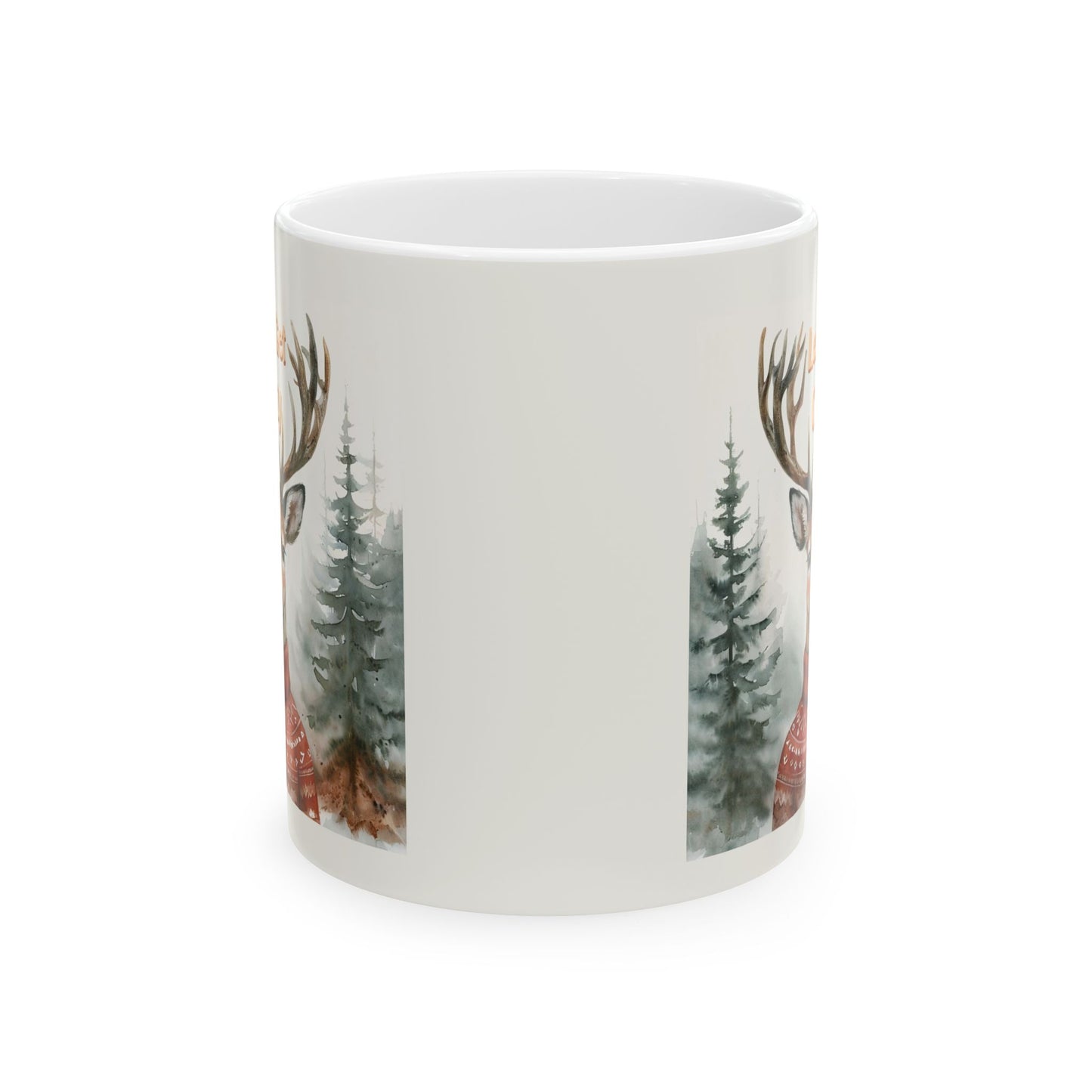 Cozy Deer Design Ceramic Mug - Perfect for Winter Warmth & Holiday Gifting