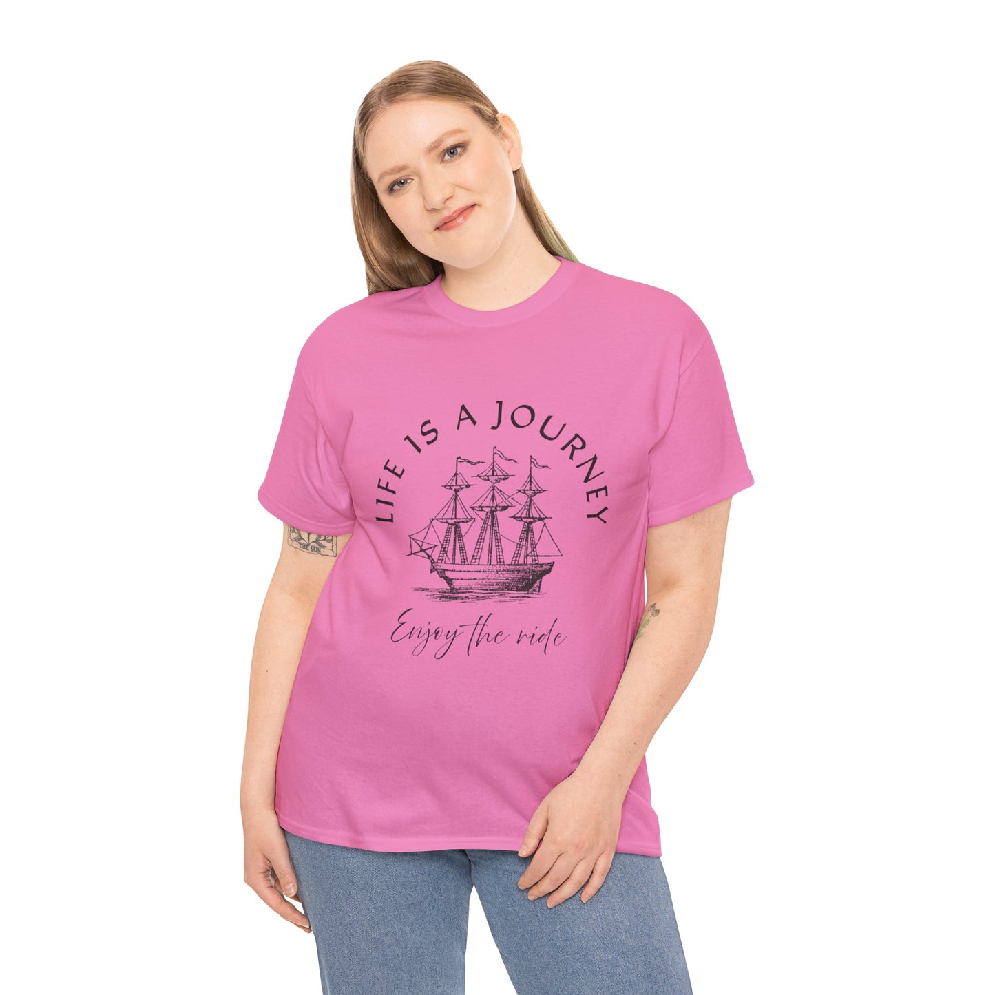 Inspirational Unisex Heavy Cotton Tee – "Life is a Journey"