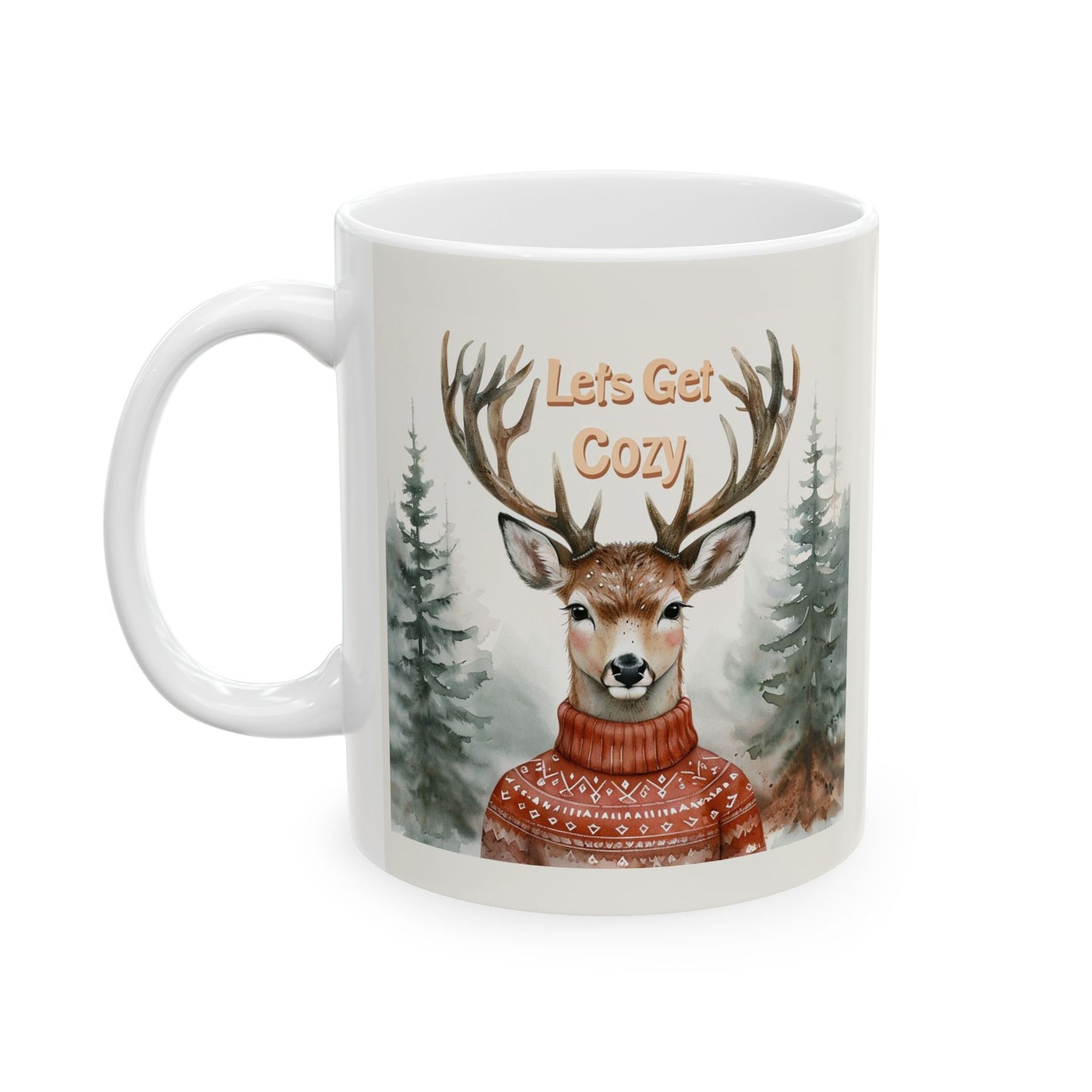 Cozy Deer Design Ceramic Mug - Perfect for Winter Warmth & Holiday Gifting