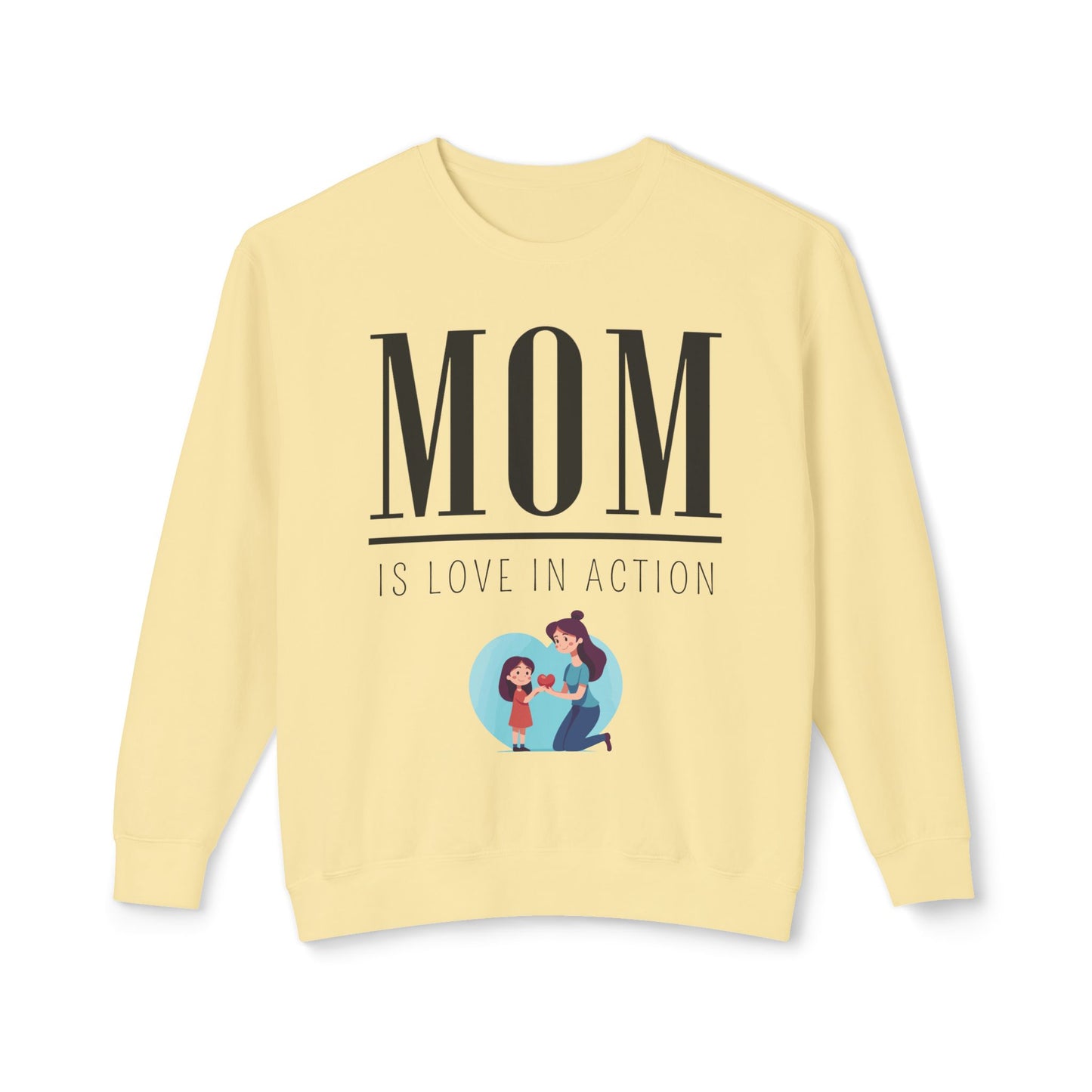 Mom Is Love in Action Unisex Lightweight Crewneck Sweatshirt