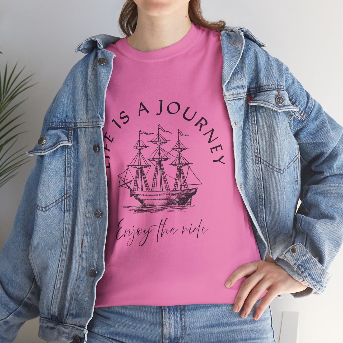 Inspirational Unisex Heavy Cotton Tee – "Life is a Journey"