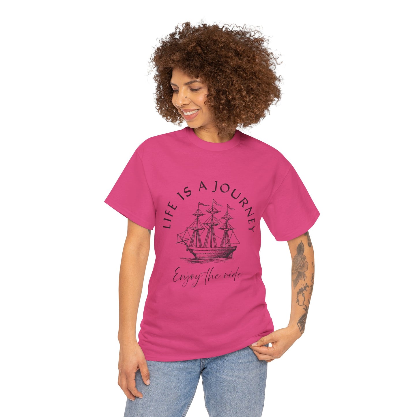 Inspirational Unisex Heavy Cotton Tee – "Life is a Journey"