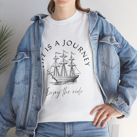 Inspirational Unisex Heavy Cotton Tee – "Life is a Journey"