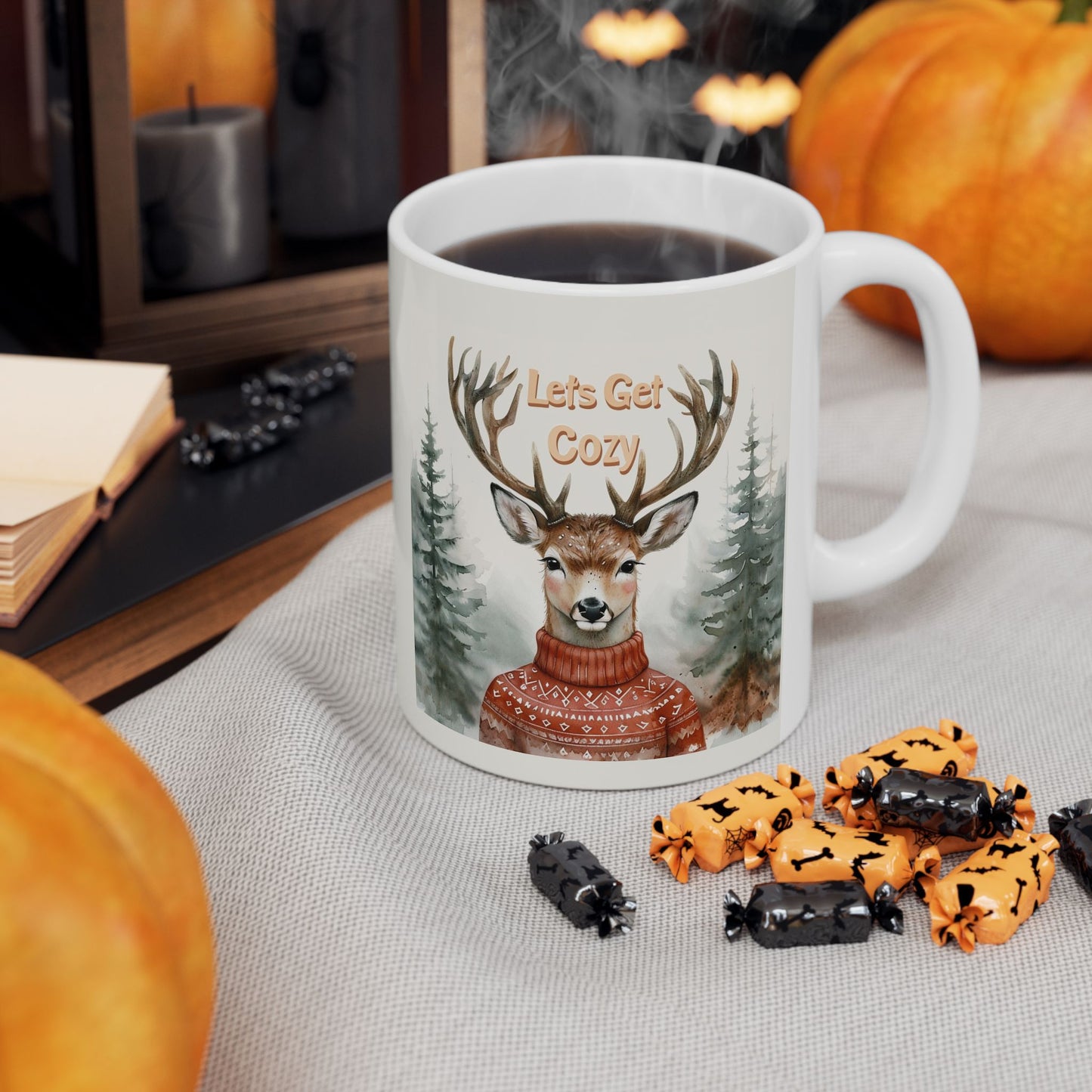 Cozy Deer Design Ceramic Mug - Perfect for Winter Warmth & Holiday Gifting