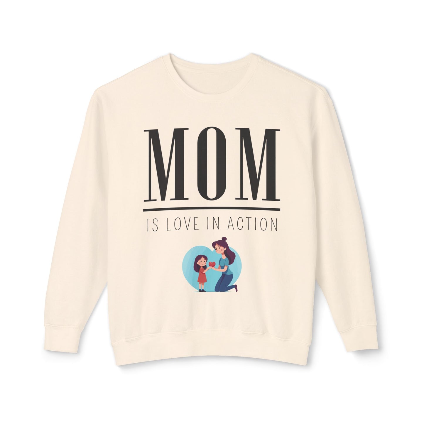 Mom Is Love in Action Unisex Lightweight Crewneck Sweatshirt