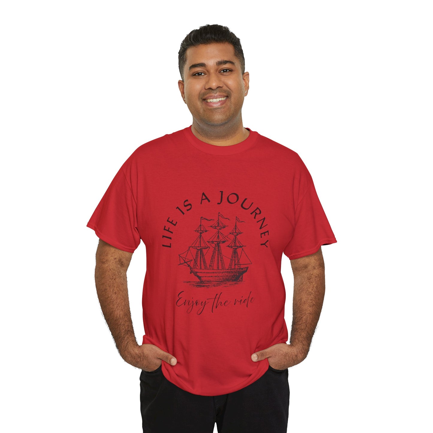 Inspirational Unisex Heavy Cotton Tee – "Life is a Journey"