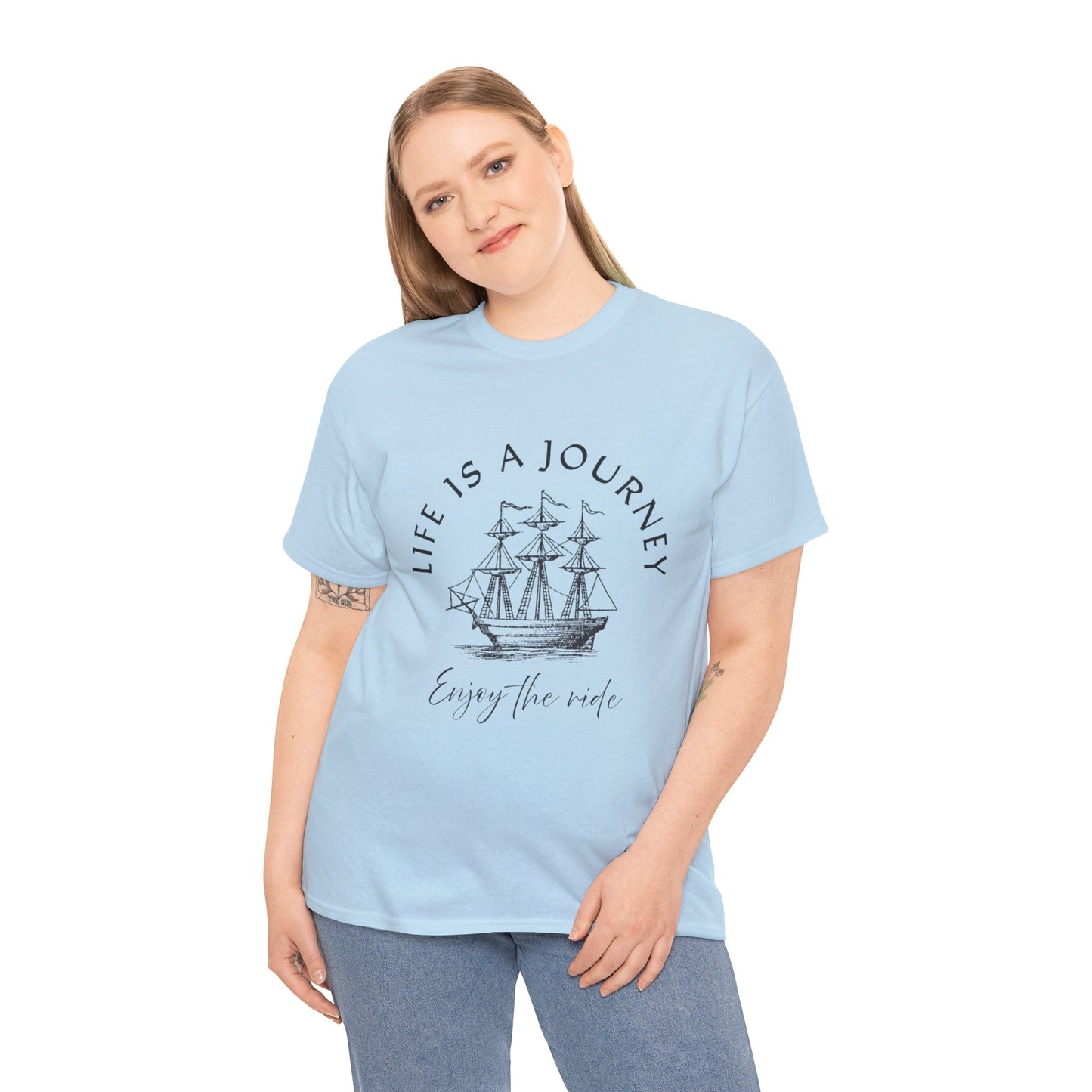 Inspirational Unisex Heavy Cotton Tee – "Life is a Journey"