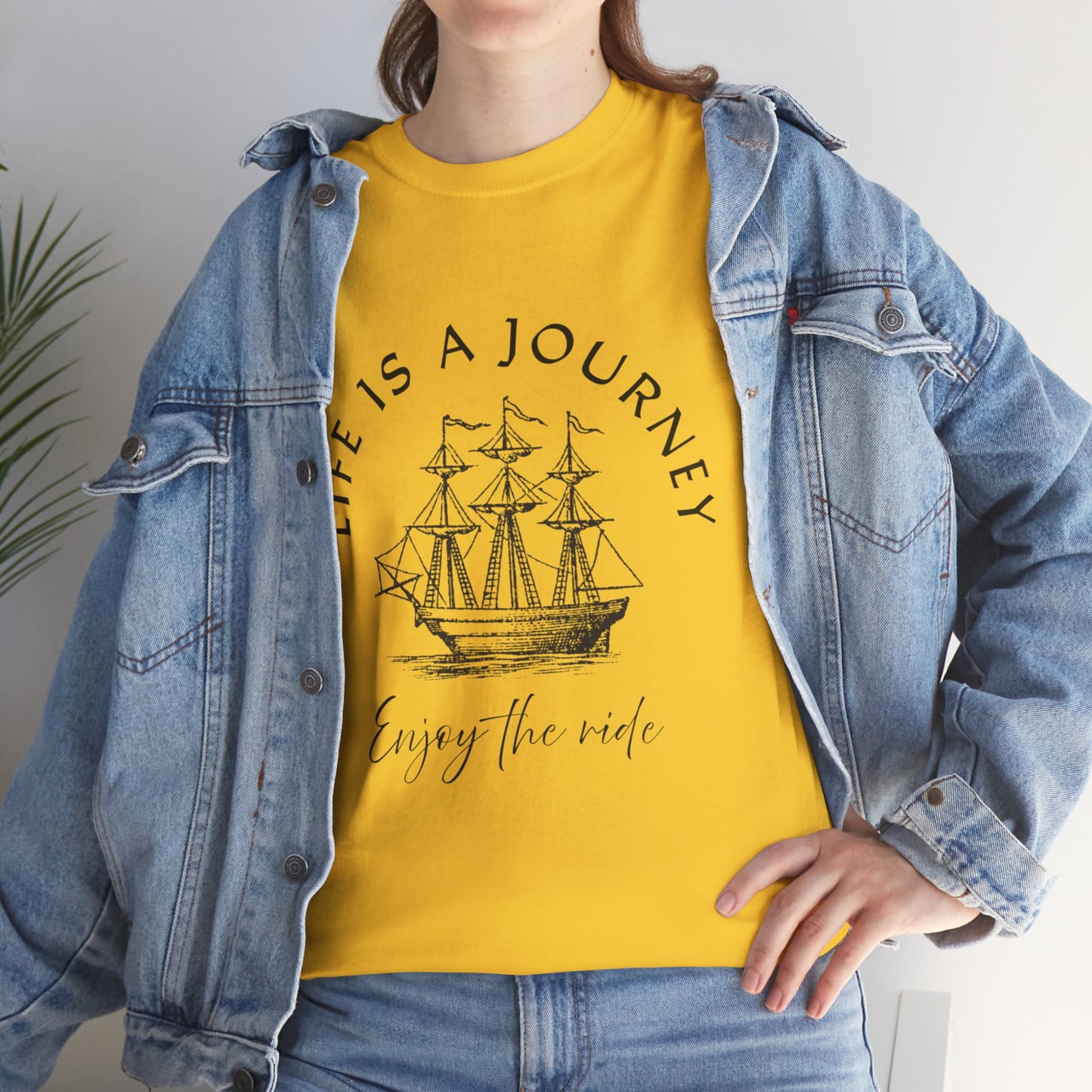 Inspirational Unisex Heavy Cotton Tee – "Life is a Journey"