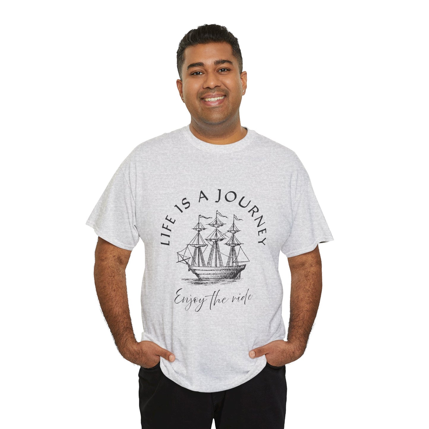 Inspirational Unisex Heavy Cotton Tee – "Life is a Journey"