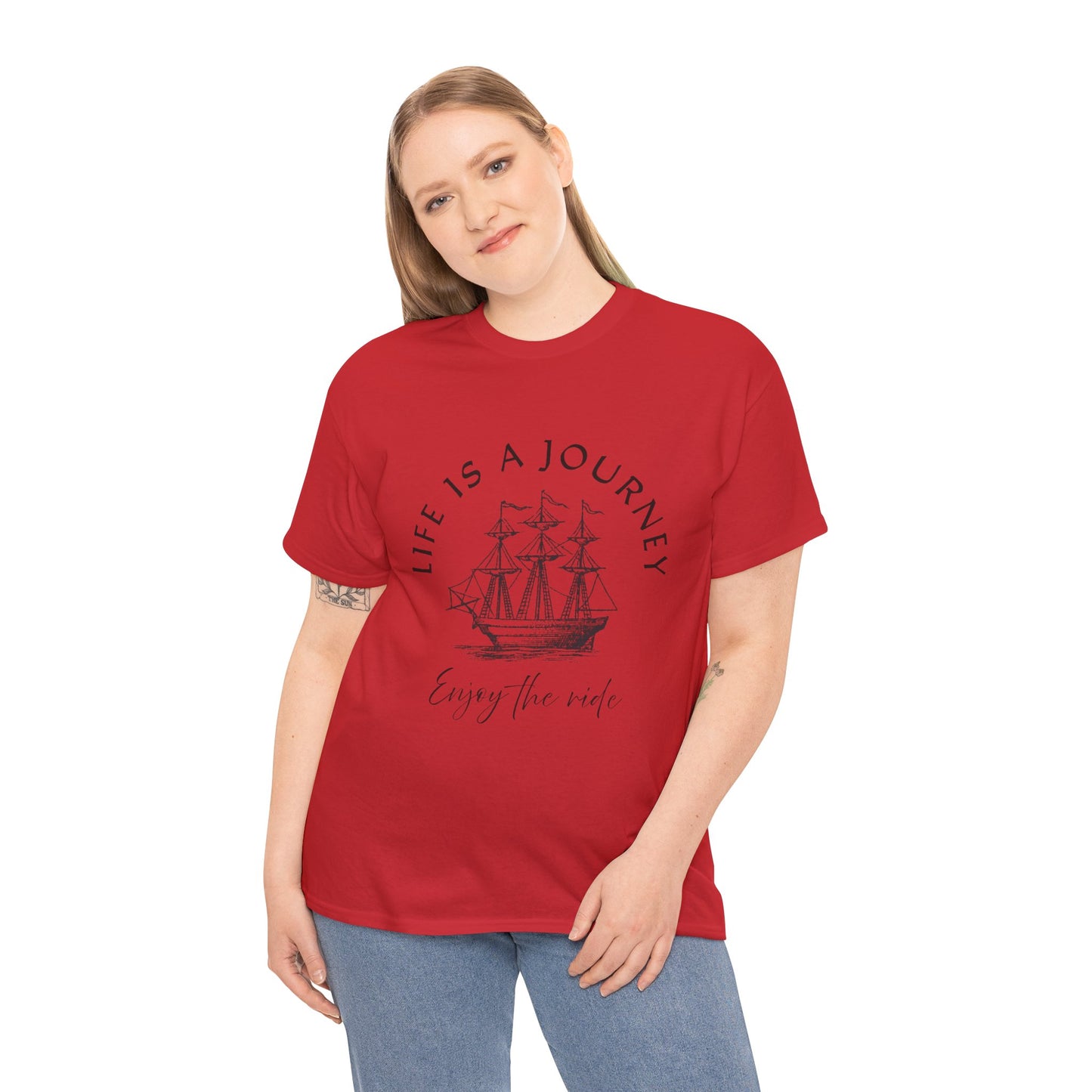 Inspirational Unisex Heavy Cotton Tee – "Life is a Journey"