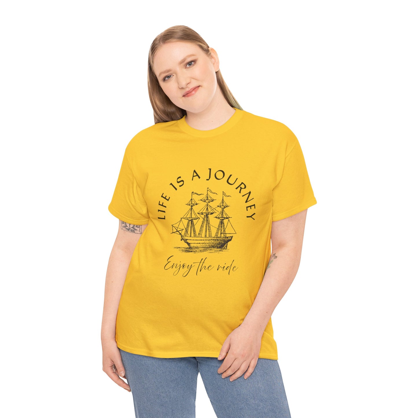 Inspirational Unisex Heavy Cotton Tee – "Life is a Journey"