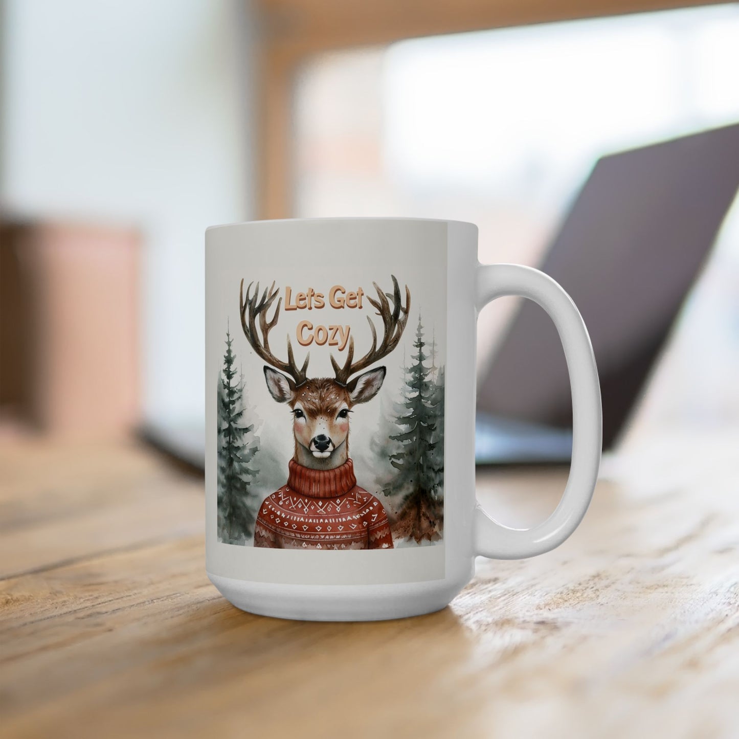 Cozy Deer Design Ceramic Mug - Perfect for Winter Warmth & Holiday Gifting