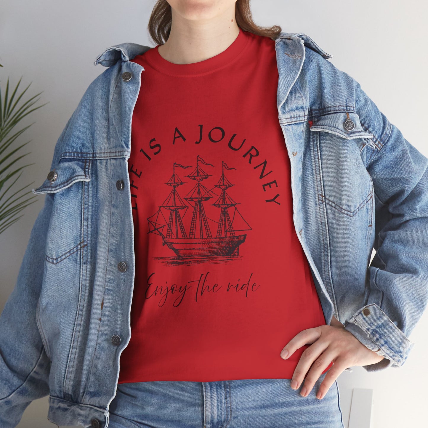 Inspirational Unisex Heavy Cotton Tee – "Life is a Journey"