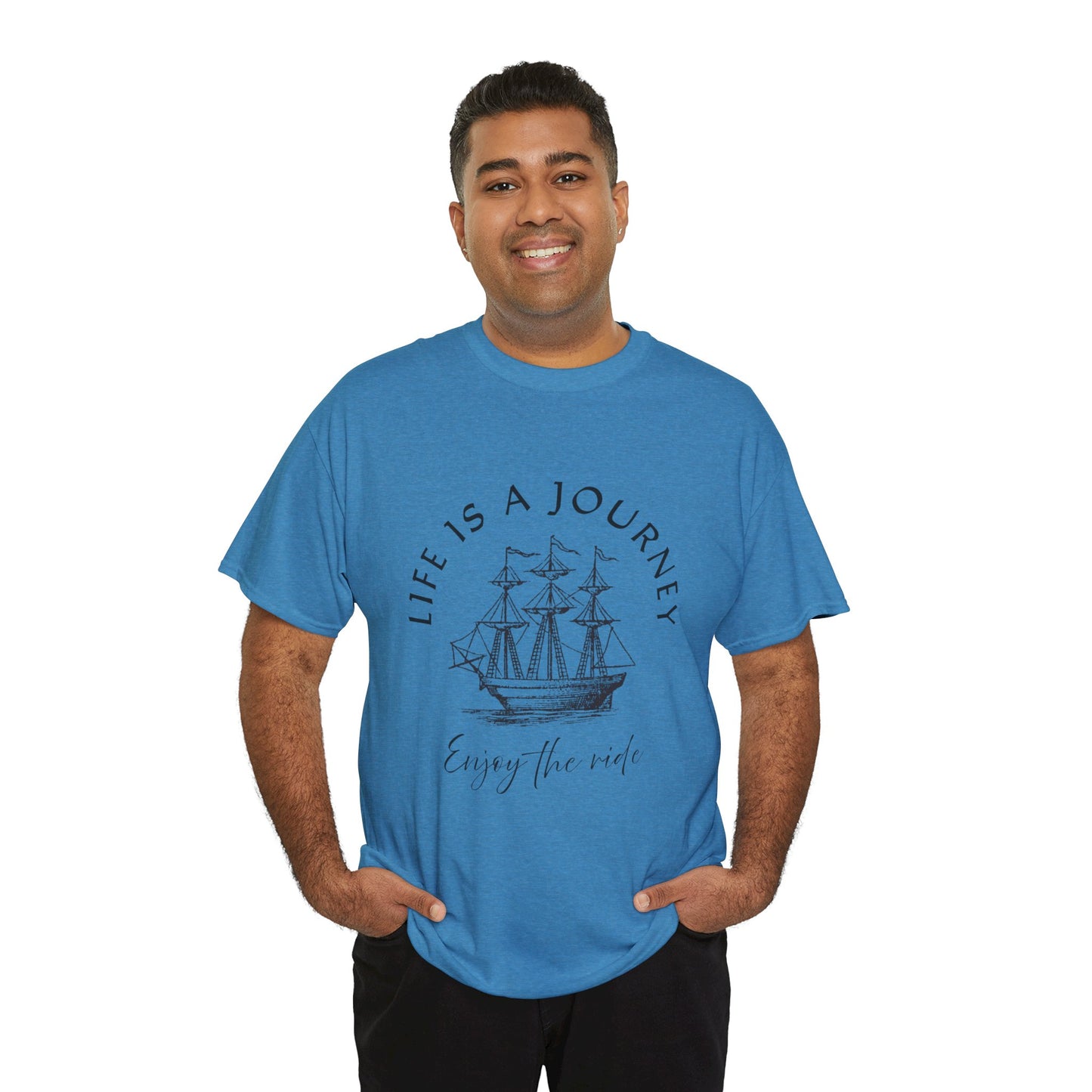 Inspirational Unisex Heavy Cotton Tee – "Life is a Journey"