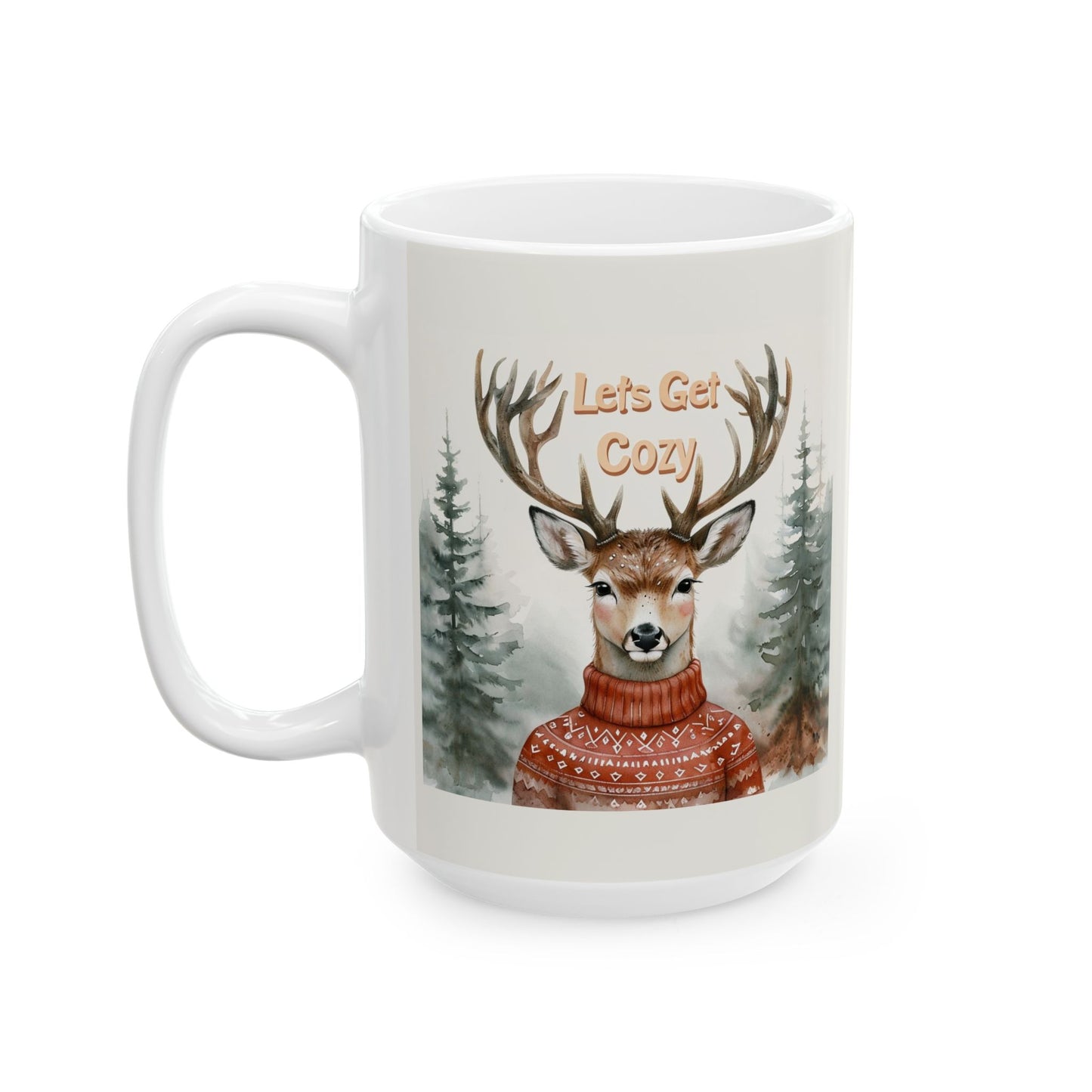 Cozy Deer Design Ceramic Mug - Perfect for Winter Warmth & Holiday Gifting